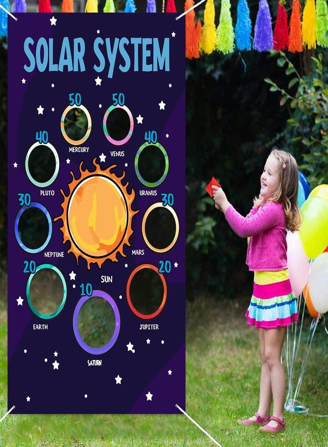 DZTRELFK Solar System Science Toss Games Banner Backdrop Outer Space 9 Planets Universe Galaxy Theme Decor Decorations for Indoor Outdoor Birthday Party Supplies Favors Background - Image 1