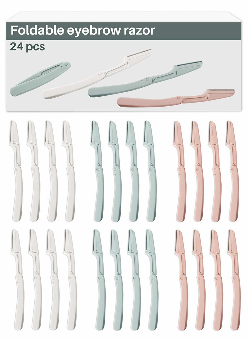 SOLARAE 24pcs Foldable Eyebrow Razor for Women Multipurpose Face Dermaplaning Razor - Image 1