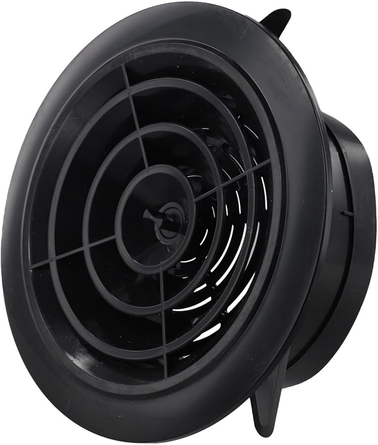 ABS Rotary Louver Vent Cover Adjustable Air Volume 125mm Black For Ceiling Wall - Image 1