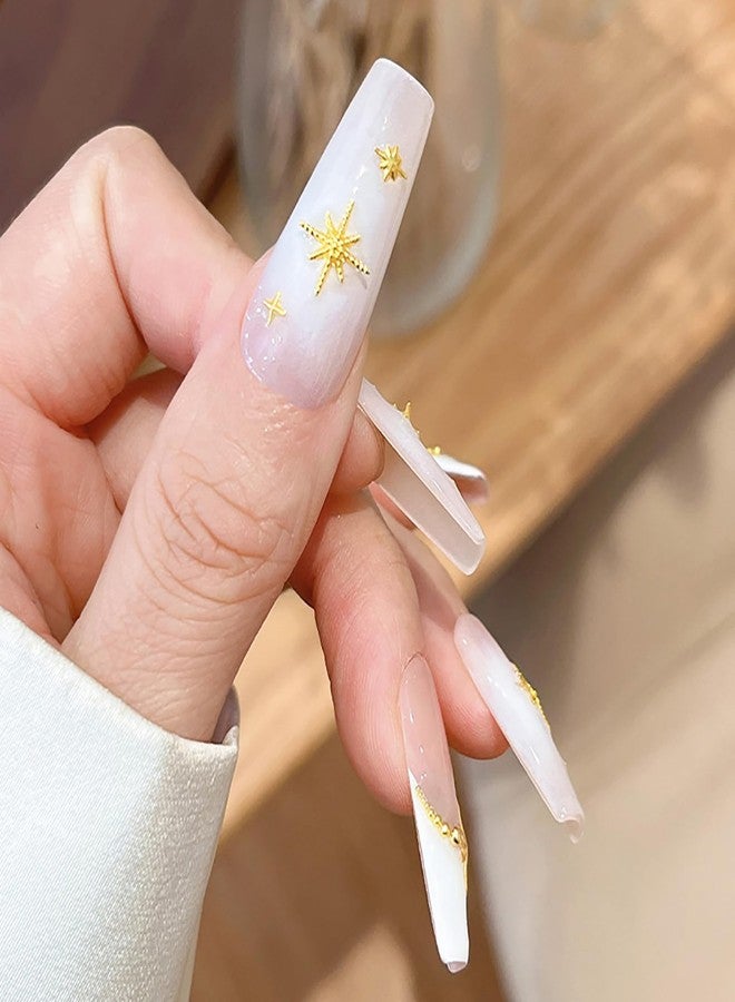 HYWWPFLAY 2 Boxes Star Nail Charms, Silver and Gold Nail Art Charms Bulk for DIY 3D Nail Art Decoration & Charms for Nails Design with Pickup Pen & Tweezers - Image 4