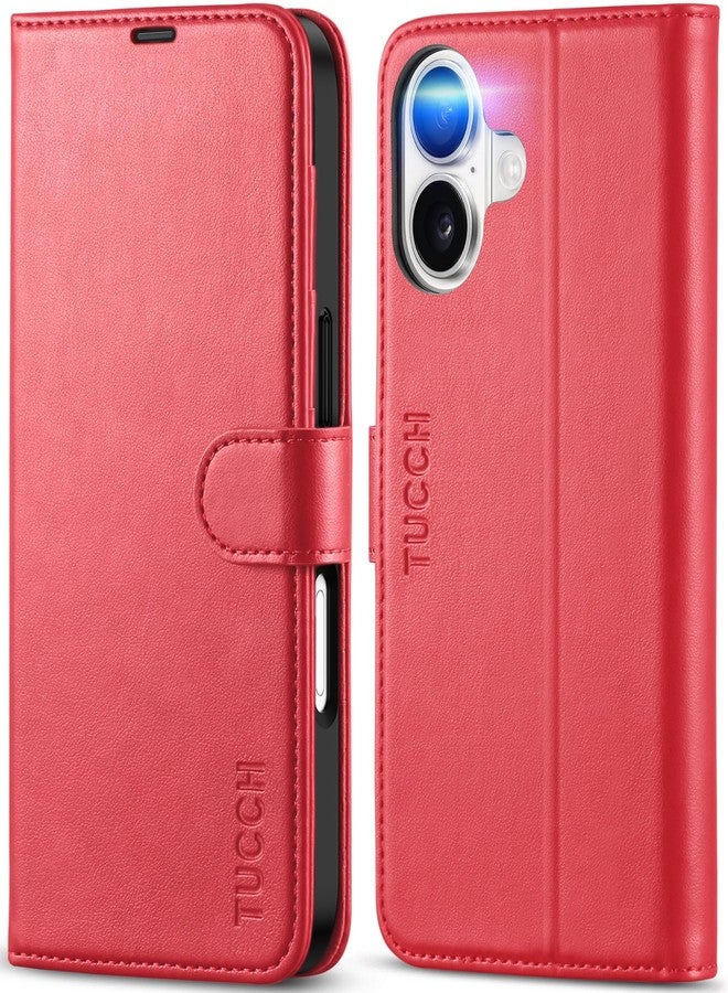 TUCCH Wallet Case for iPhone 17 (6.3-Inch) 2025, RFID Blocking 4 Card Slots | Kickstand | Magnetic Closure | PU Leather | Shockproof TPU Shell | Protective Flip Folio Cover | Red - Image 1