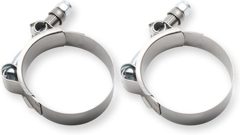 Jersvimc 2Pcs 1 1/2 Inch T-Bolt Hose Clamps for Range 43-49mm, Stainless Steel T Clamp Adjustable Turbo Clamps Intercooler Hose Clamp for 1.5" ID - Image 2