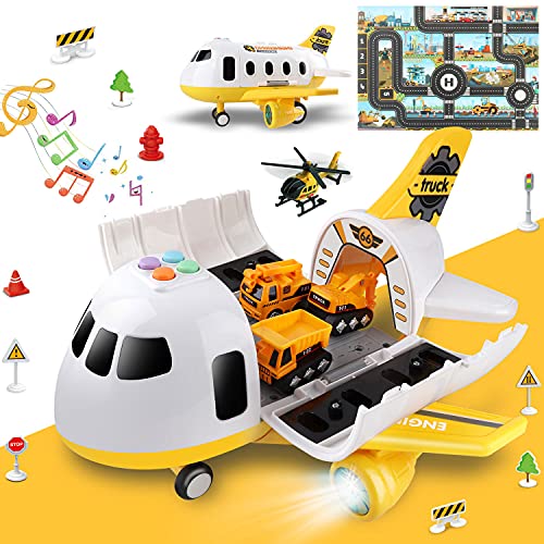Dwi Dowellin Construction Airplane ToysCar Toys Set with Light and SoundGreat Birthday Gifts for 3 4 5 6 Years Old Boys Medium - Image 1
