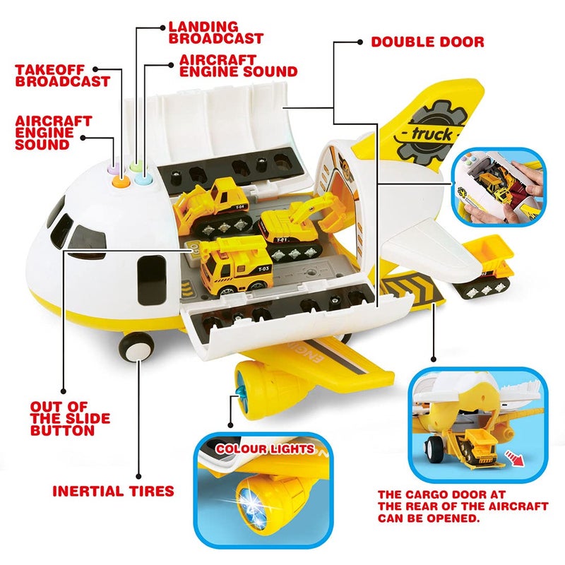 Dwi Dowellin Construction Airplane ToysCar Toys Set with Light and SoundGreat Birthday Gifts for 3 4 5 6 Years Old Boys Medium - Image 3