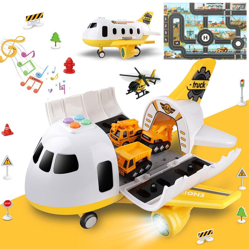 Dwi Dowellin Construction Airplane ToysCar Toys Set with Light and SoundGreat Birthday Gifts for 3 4 5 6 Years Old Boys Medium - Image 2