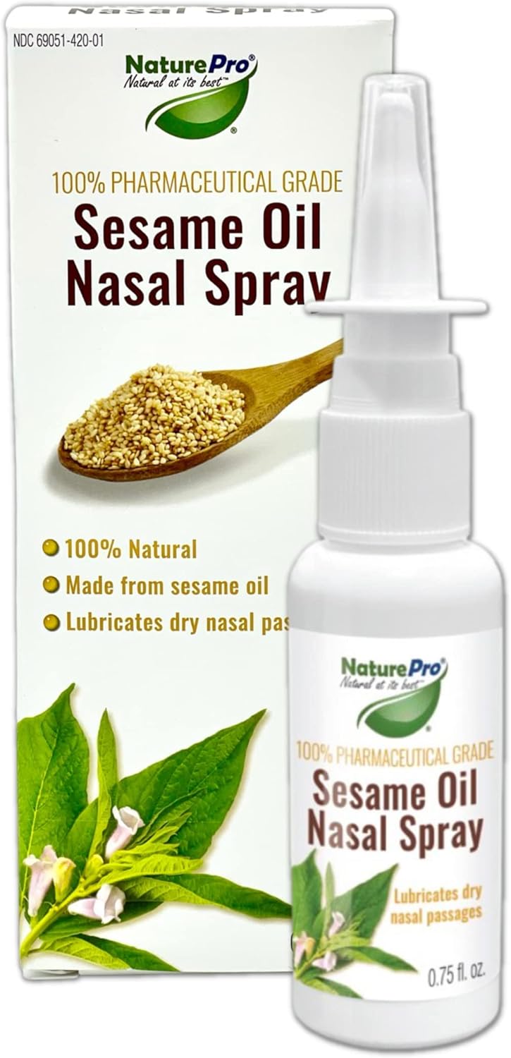 NATUREPRO AllNatural Nasal Moisturizer Spray with 100 Pharmaceutical Grade Sesame Oil 075fl to Soothe  Moisturize Dry Nose Nasal Lubricant  Decongestant for Dry Nose Relief - Image 1