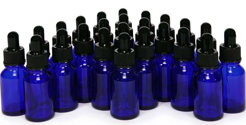 Vivaplex 24, Cobalt blue, 15 ml (1/2 oz) Glass Bottles, with Glass Eye Droppers - Image 2