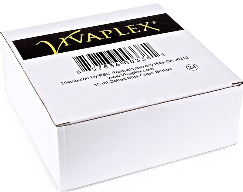 Vivaplex 24, Cobalt blue, 15 ml (1/2 oz) Glass Bottles, with Glass Eye Droppers - Image 4