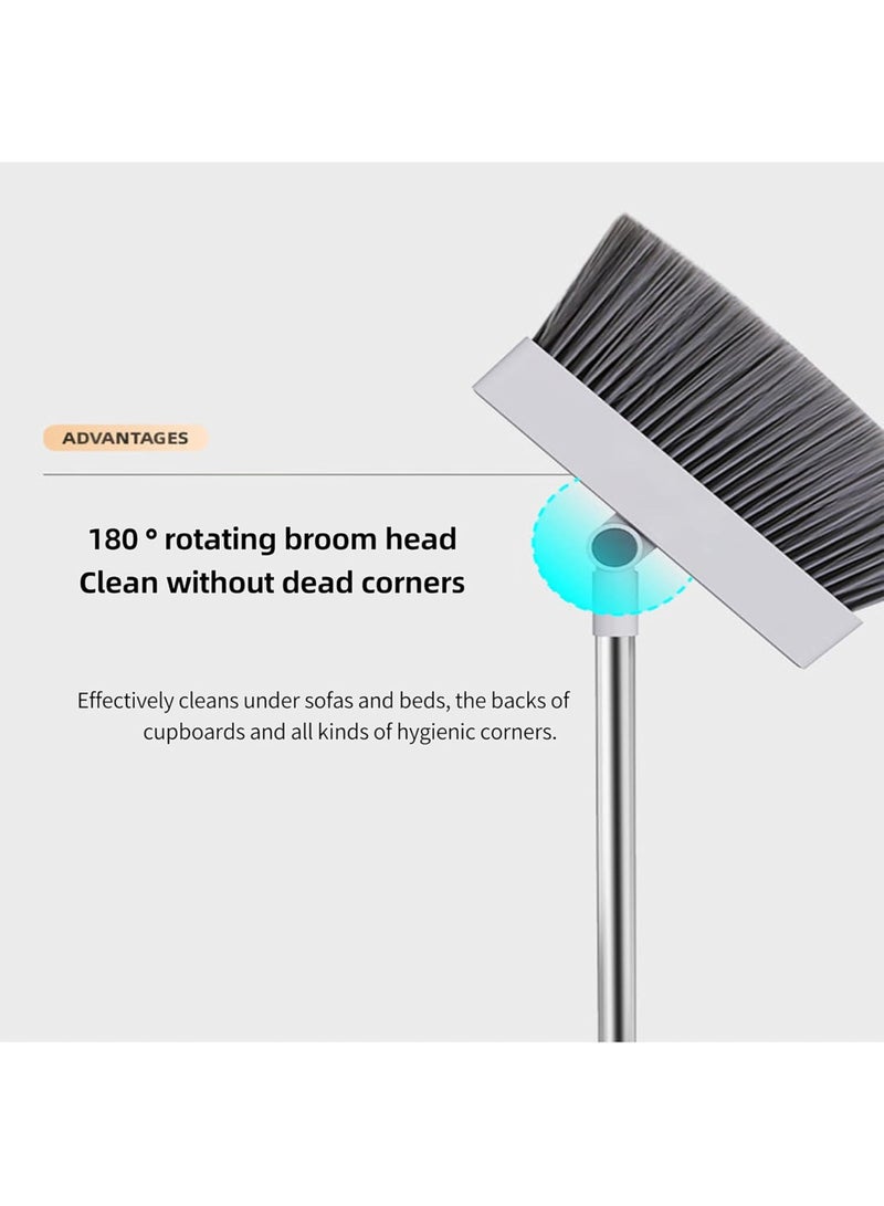 Rock Pow Broom with Dustpan Combo Set, 4 in 1 Multifunctional Broom and Dustpan with 52" Long Handle, Concealed Squeegee and Cleaning Brush, for Clean Home Kitchen Bathroom Office, Indoor Outdoor Floor - Image 3