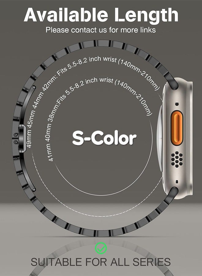 S-Color Apple watch band Compatible with Apple Watch Ultra 2 Band 49mm 45mm 44mm 42mm 41mm 40mm 38mm,Men and Women Stainless Steel Metal Band for iWatch Series SE/8/7/6/5/4/3/2/1  - Image 2