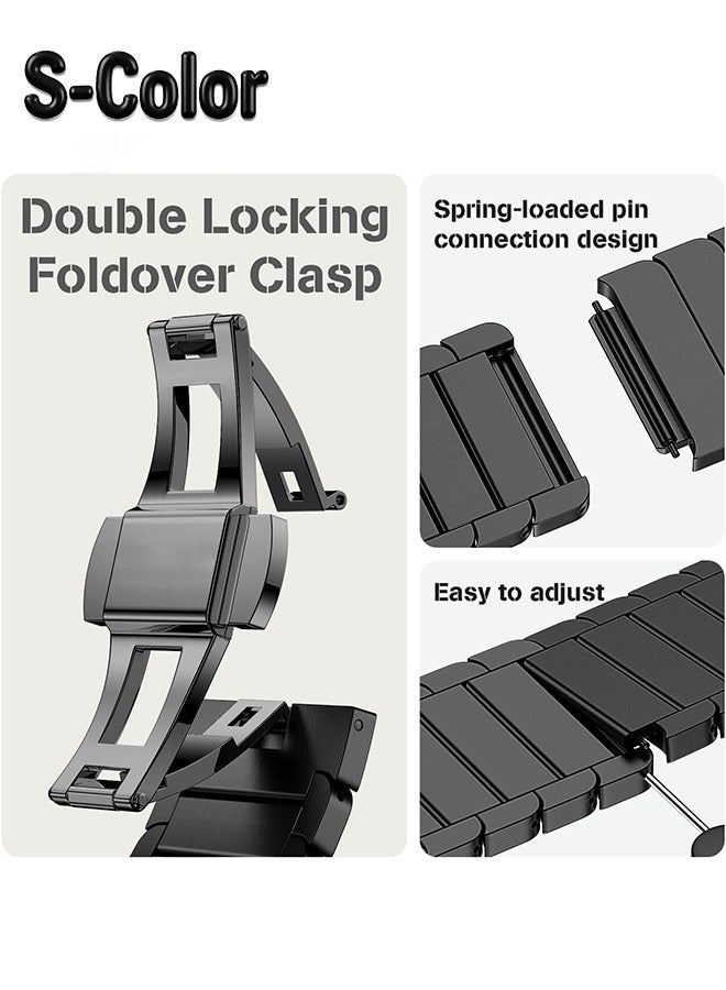 S-Color Apple watch band Compatible with Apple Watch Ultra 2 Band 49mm 45mm 44mm 42mm 41mm 40mm 38mm,Men and Women Stainless Steel Metal Band for iWatch Series SE/8/7/6/5/4/3/2/1  - Image 3