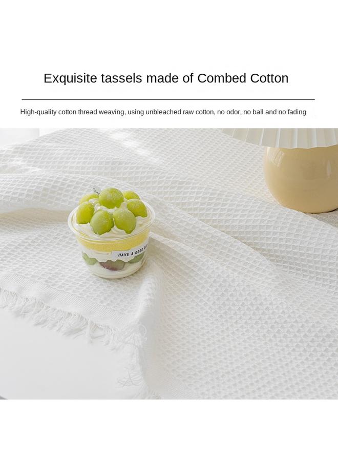 Bluejw Ins Style Cotton Linen French Style Tablecloth Small Round Table Light Luxury High Feeling Birthday Photo White Japanese Style Coffee Table Long Tablecloth - Image 5