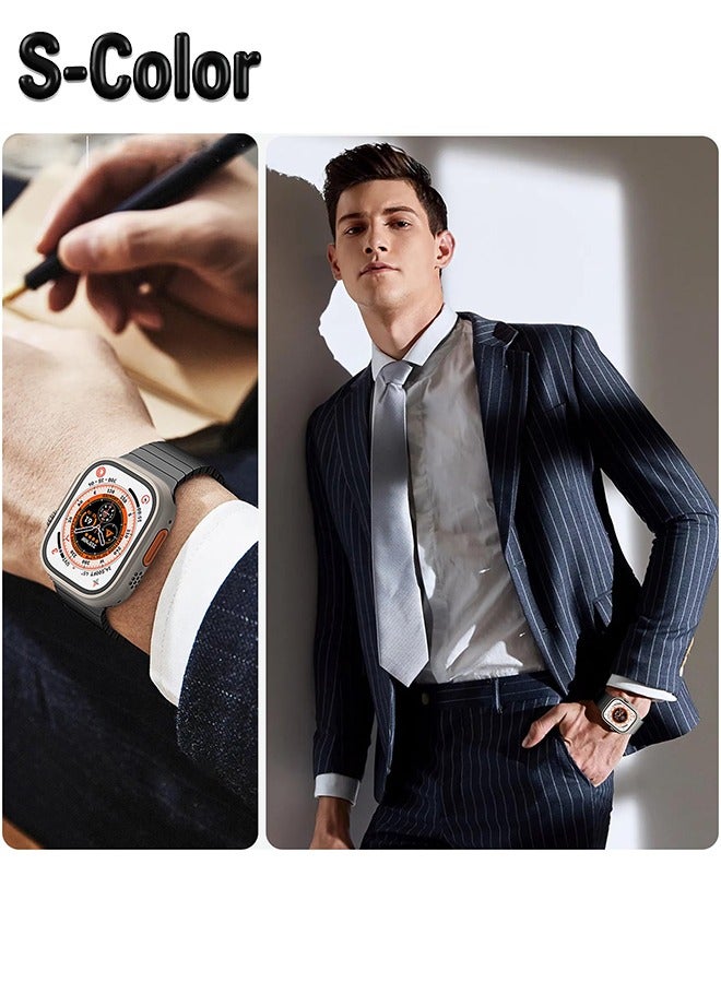 S-Color Apple watch band Compatible with Apple Watch Ultra 2 Band 49mm 45mm 44mm 42mm 41mm 40mm 38mm,Men and Women Stainless Steel Metal Band for iWatch Series SE/8/7/6/5/4/3/2/1  - Image 5
