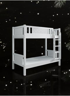 SILA Heavy Duty Wooden Bunk Bed With Ladder for Kids, Teens, Bedroom, Guest Room Furniture, Solid Wooden Bedframe, Full-Length Guardrail  Color White 90x190 Cm  - Image 3