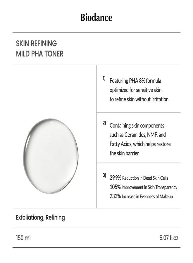 Biodance Skin Refining Mild PHA Toner, Gentle Exfoliating, Hydrating Face Toner for Sensitive Skin with Ceramides & NMF, Korean Skin Care | 5.07 fl.oz,150ml - Image 3