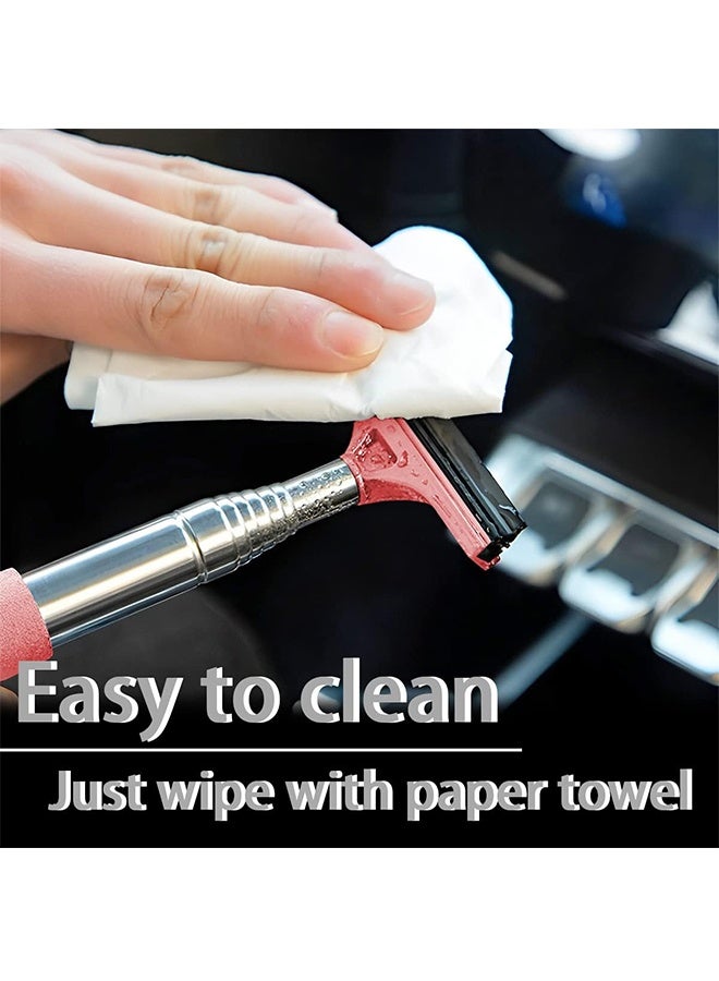 Car Rearview Mirror Wiper, Retractable Auto Glass Squeegee, Water Cleaner with Telescopic Long Rod, Portable Cleaning Tool for All Vehicles, Universal Automotive Accessories (Pink) - Image 5