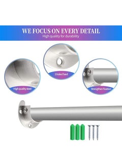HY Heavy Duty Closet Rod Brackets Closet Shower Rod Bracket Closet Rod Holders Closet Pole Sockets Closet Rod Supports for Rod (2 PCS, Silver)  - Image 2