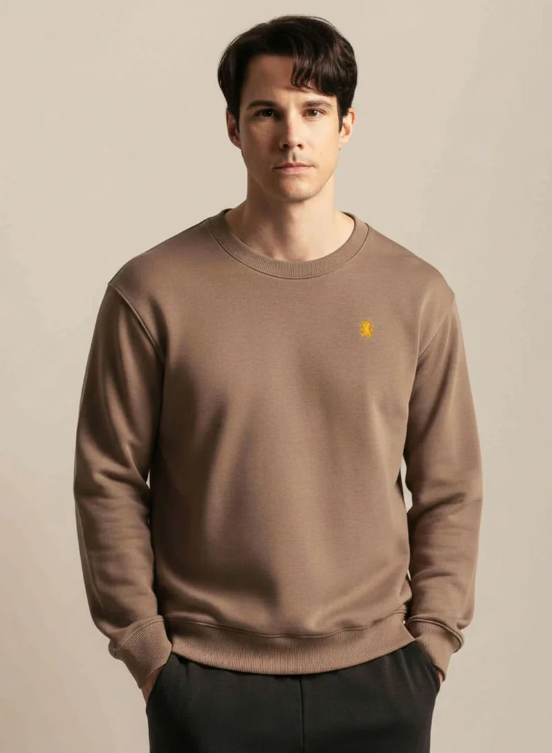 Men’s Relaxed French Terry Crew Neck Embroidered Sweatshirt