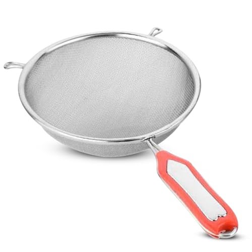 AADHIK Stainless Steel Strainer Big Size 32cm for Soup, Rice, Juice, Vegetable and Fruit Washing, Multipurpose Channi with Handle (Set of 1) - Image 1