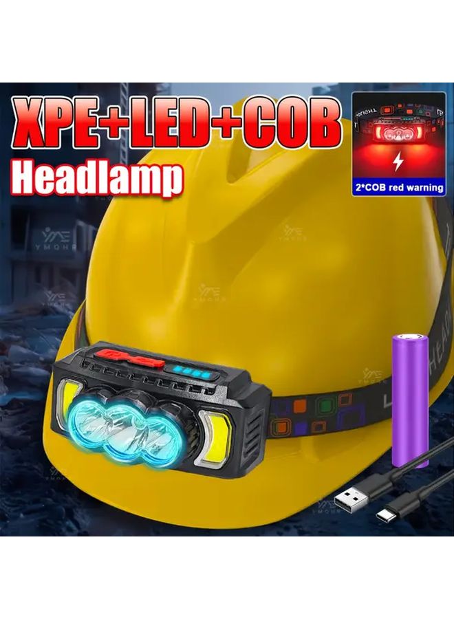 4Pcs Black Multi Function LED Headlamp USB Rechargeable 7 Modes 180 Adjustable for Camping - Image 2