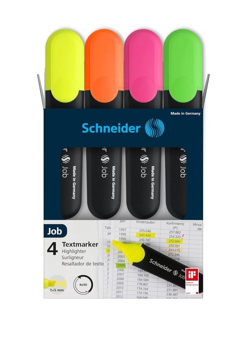 Schneider علامات نصية مضيئة بألوان فلووريسنت 4 قطع - Image 1