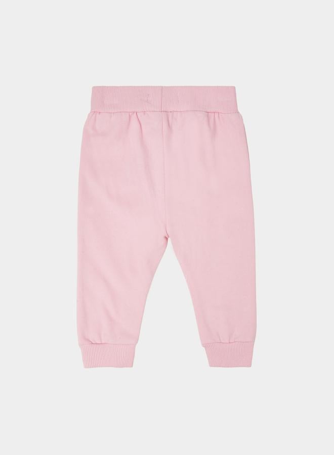 Styli Baby Girl Pink Side Placement Print Full Length Joggers - Image 3