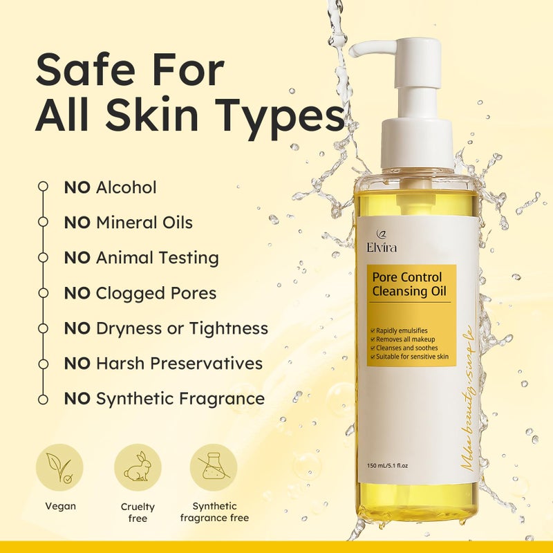 Elvira Pure Cleansing Oil, Makeup Remover & Blackheads Pore Cleanser, Jojoba Oil Cleanser for Face, Korean Skin Care, Plant-based, for Sensitive Skin, Hydrating, Fragrance-Free - Image 5