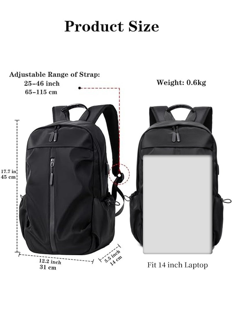 Moovant - Fashion Laptop Backpack, Lightweight Waterproof Backpack Laptop Bag, with USB Charger Port Fits 14 Inch Laptop, Travel Backpack, School Bookbag, Daypack, Black - Image 1