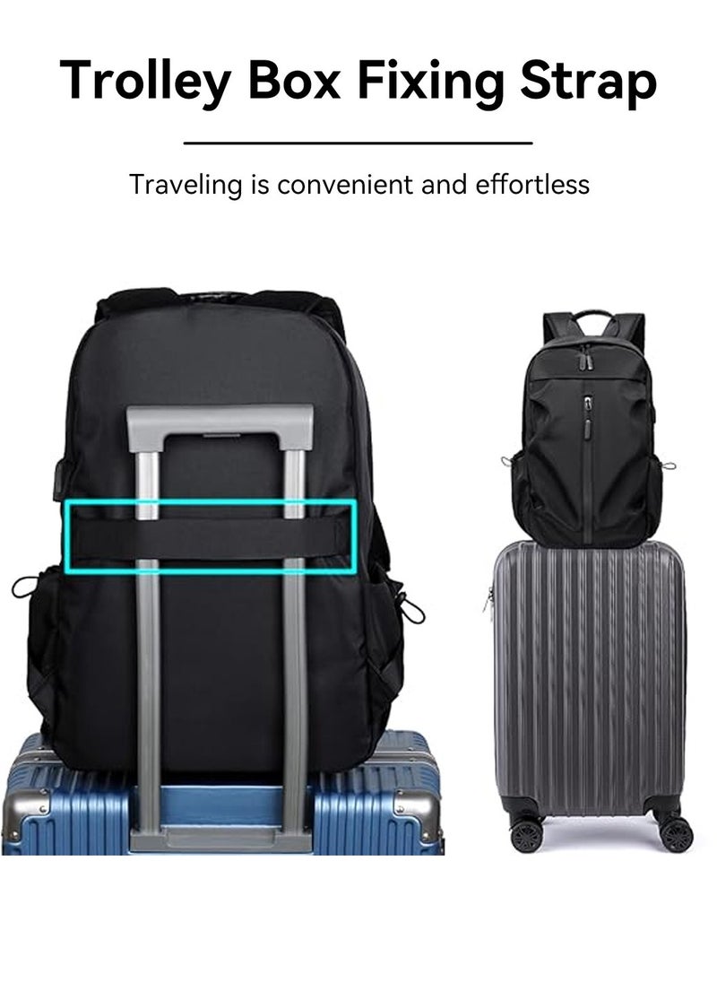 Moovant - Fashion Laptop Backpack, Lightweight Waterproof Backpack Laptop Bag, with USB Charger Port Fits 14 Inch Laptop, Travel Backpack, School Bookbag, Daypack, Black - Image 1