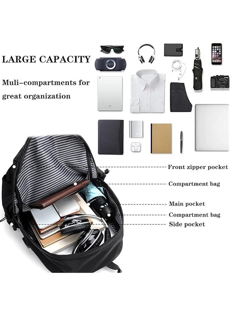 Moovant - Fashion Laptop Backpack, Lightweight Waterproof Backpack Laptop Bag, with USB Charger Port Fits 14 Inch Laptop, Travel Backpack, School Bookbag, Daypack, Black - Image 1