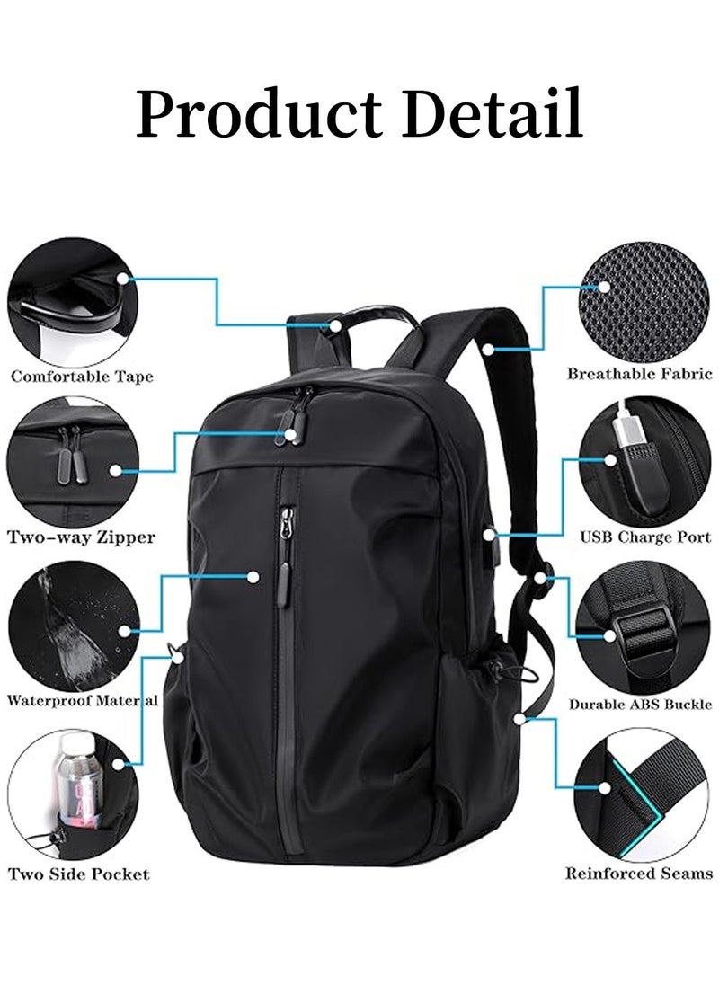 Moovant - Fashion Laptop Backpack, Lightweight Waterproof Backpack Laptop Bag, with USB Charger Port Fits 14 Inch Laptop, Travel Backpack, School Bookbag, Daypack, Black - Image 1