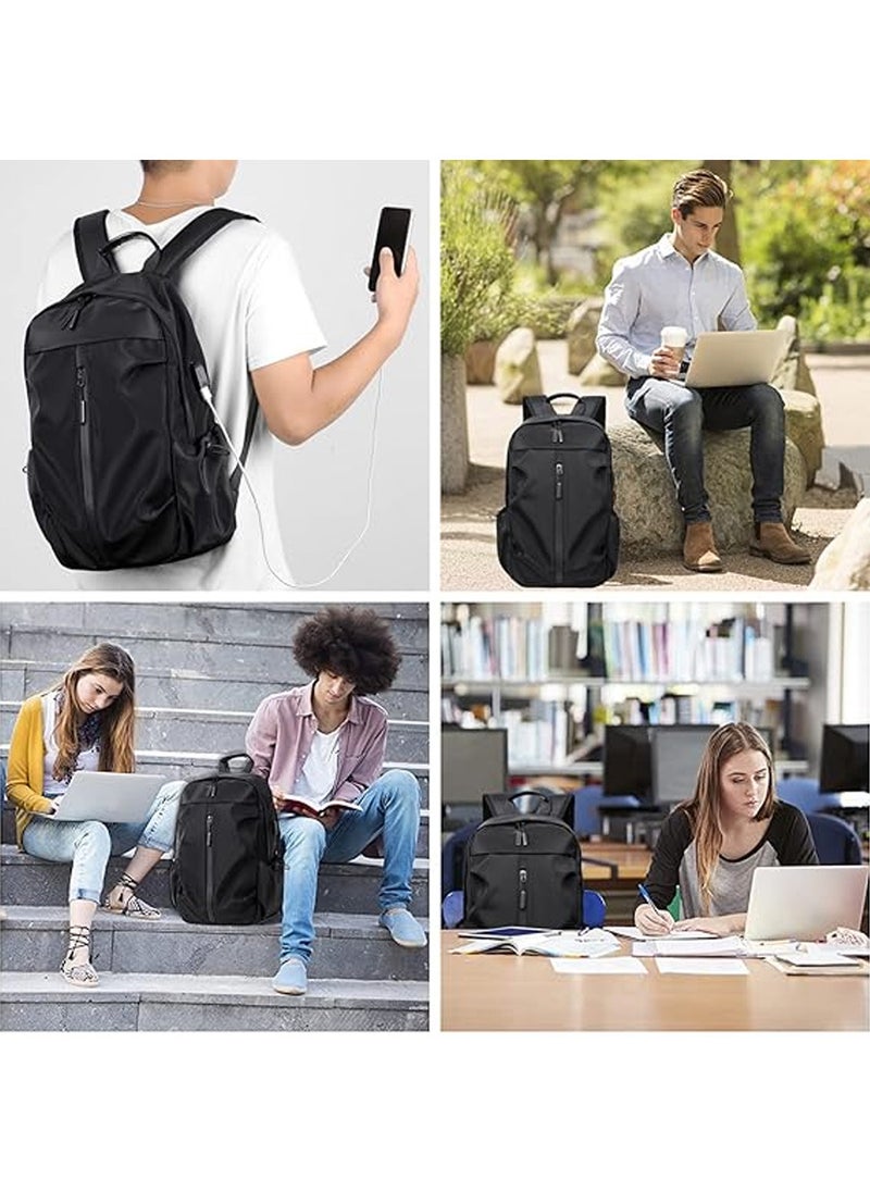 Moovant - Fashion Laptop Backpack, Lightweight Waterproof Backpack Laptop Bag, with USB Charger Port Fits 14 Inch Laptop, Travel Backpack, School Bookbag, Daypack, Black - Image 1