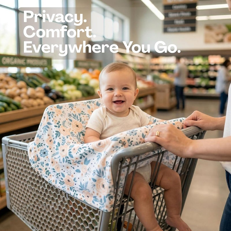 ترتيس غطاء متعدد الاستخدامات 5 في 1 للأطفال والرضع – قماش ناعم ومسامي – نقشة ديناصورات – للرضاعة، مقعد السيارة، عربة التسوق، الكرسي العالي والوشاح | من الولادة - Image 3