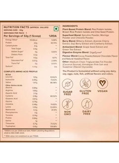 WELLBEING NUTRITION Wellbeing Nutrition Organic Vegan Plant Protein 22G Dark Chocolate 32Gm  - Image 5