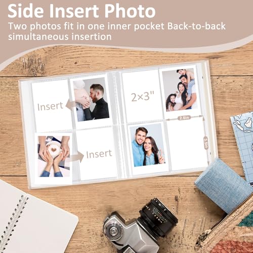 vivinin 2PCS Polaroid Photo Album, 2x3 Inch Pockets Mini Photo Album for 104 Pockets Hold 208 Pictures, Linen Hardcover Polaroid Album Book for Photos Family Anniversaries Baby Vacations (Off-white) - Image 4