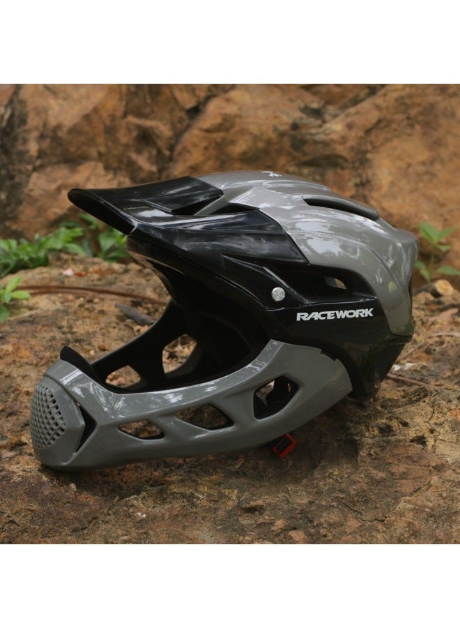 Grey Adult Bicycle Downhill Helmet Cycling Helmet Off-road Helmet Cycling Helmet Racework
