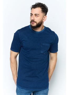 Men Crew Neck Short Sleeve Solid T Shirt, Navy