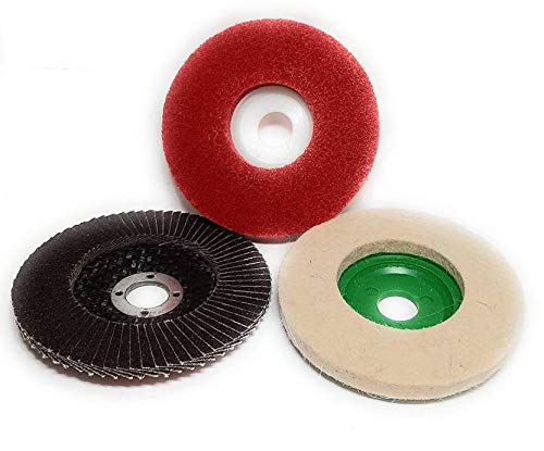 Inditrust 3pc Angle Grinder Polishing Kit – Includes Flap, Nylon Fiber, & Wool Felt Pads for Metal, Stainless Steel, Glass. Versatile Black, Brown, White Buffing Wheels for Shine & Detail. - Image 5