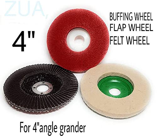 Inditrust 3pc Angle Grinder Polishing Kit – Includes Flap, Nylon Fiber, & Wool Felt Pads for Metal, Stainless Steel, Glass. Versatile Black, Brown, White Buffing Wheels for Shine & Detail. - Image 2