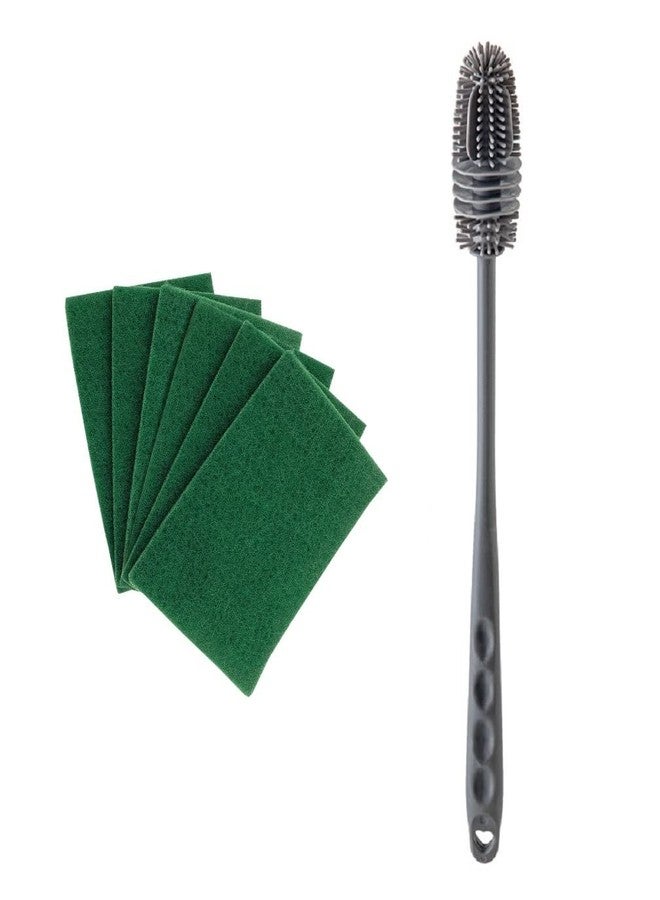 DOMUM Silicone Bottle Brush & 6pcs Green Scrub for Cleaning Bottle, Glass & Utensils (Combo Pack). - Image 1
