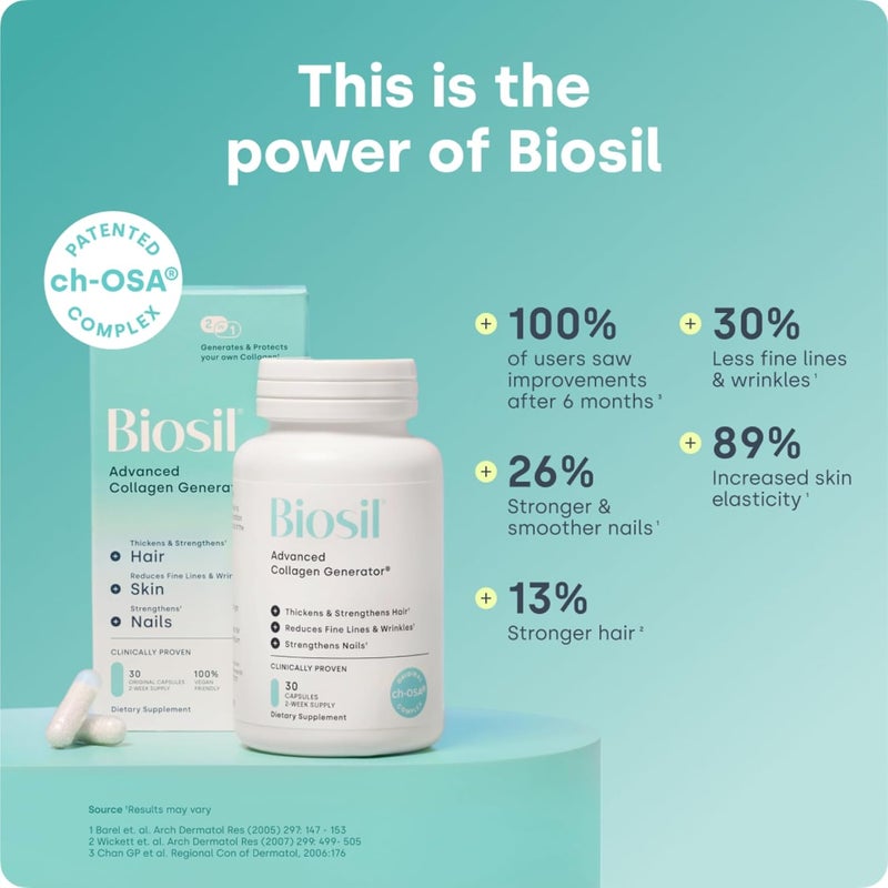 Biosil Collagen Generator - 60 Capsules - with Patented ch-OSA Complex - Generates & Protects Your Own Collagen - GMO Free - 60 Servings - Image 2