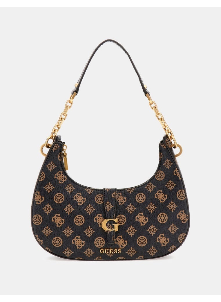 Guess Kuba top zip shoulder bag - Brown - Image 1