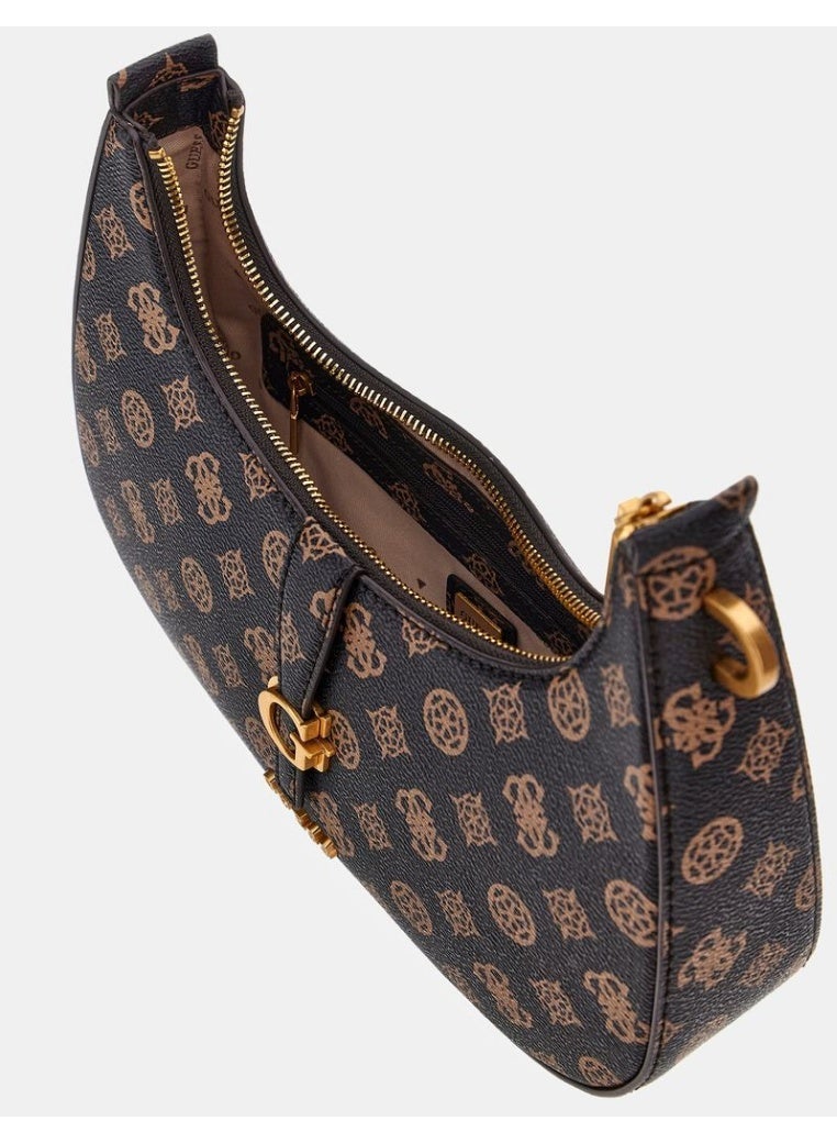 Guess Kuba top zip shoulder bag - Brown - Image 3