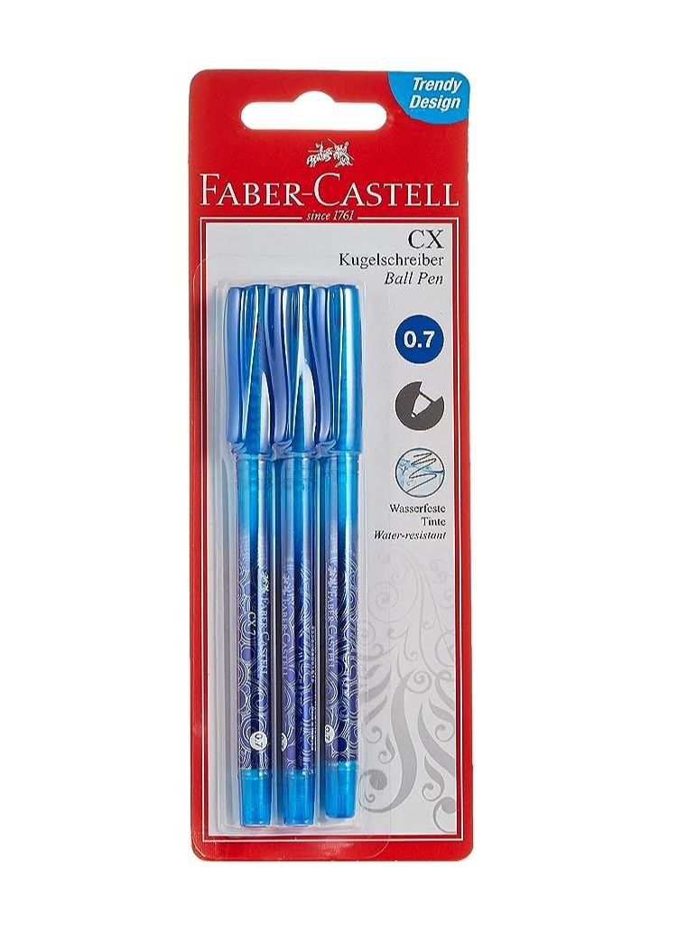 FABER-CASTELL 3-Piece CX Ball Pen 0.7mm Tip Blue Ink - Image 2
