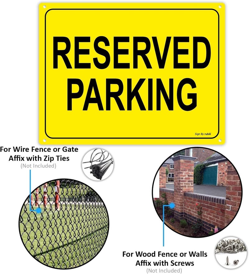 Rubik Acrylic Reserved Parking Sign 30x22.5cm, A4 Size Reflective UV Protected Weather Resistant Plastic Large Sign - Yellow/Black (1) - Image 2