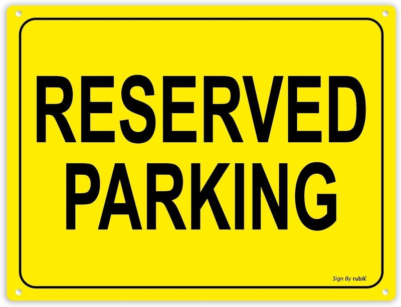 Rubik Acrylic Reserved Parking Sign 30x22.5cm, A4 Size Reflective UV Protected Weather Resistant Plastic Large Sign - Yellow/Black (1) - Image 1
