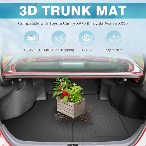 Mixsuper Custom Fit Cargo Liner for 2018-2023 2024 2025 Toyota Camry & Avalon 2019-2022 All Weather Trunk Mat TPO Durable Odorless 3D Rear Trunk Liner Cargo Mat Black - Image 2