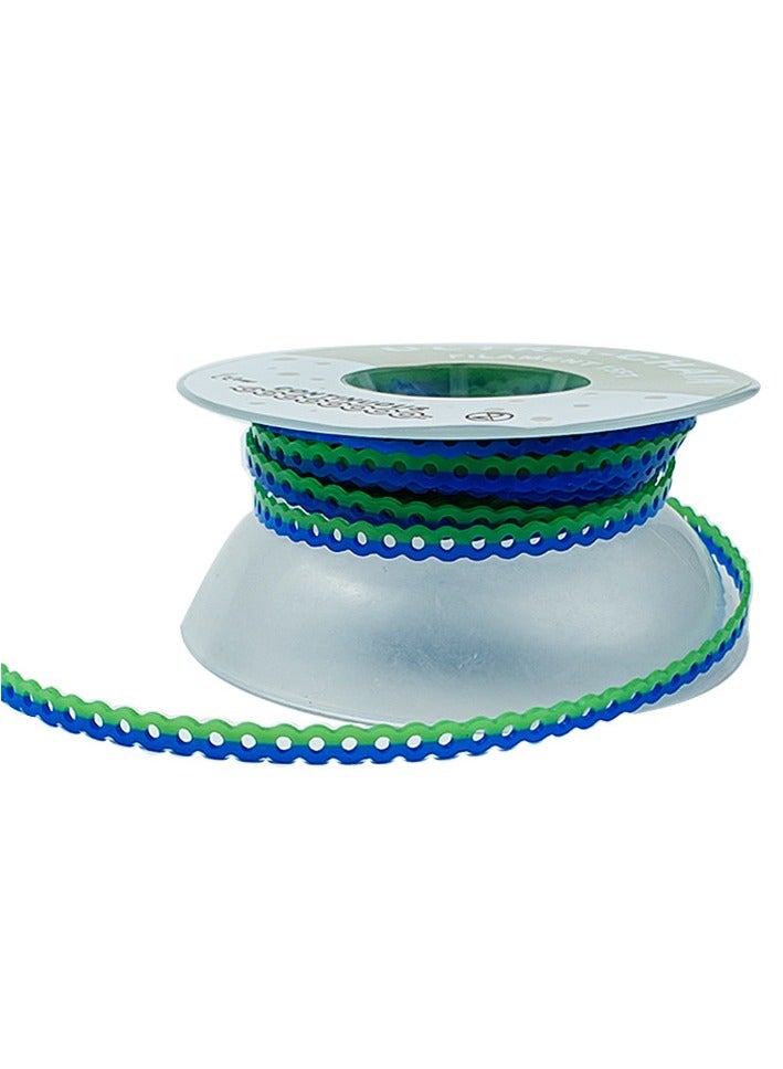 سلاسل تقويم الأسنان الكهربائية لتقويم الأسنان سلاسل مطاطية مرنة مختلطة الألوان لعلاج تقويم الأسنان، 15 قدم/لفة (أزرق أخضر) - Image 1