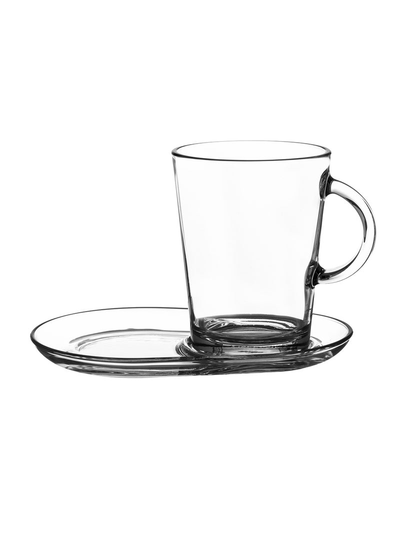 باساباش طقم 2 كوب مع 2 صحن زجاج تركي السعة 400 مل - Image 2