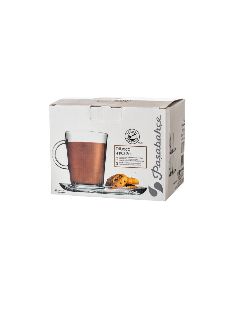 باساباش طقم 2 كوب مع 2 صحن زجاج تركي السعة 400 مل - Image 3